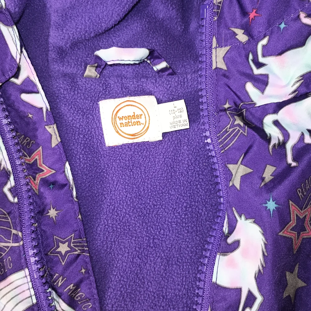 Kids Wonder‎ Nation Purple Unicorn Windbreaker L (10-12) Plus